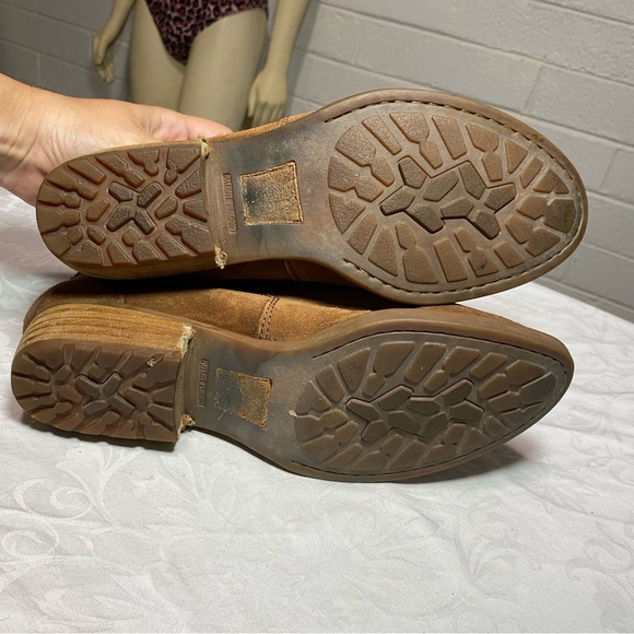 Born Sylvia Suede Leather Boots Beaded Ankle Strap Tobacco Combo 8.5 M Camel - Picture 8 of 13